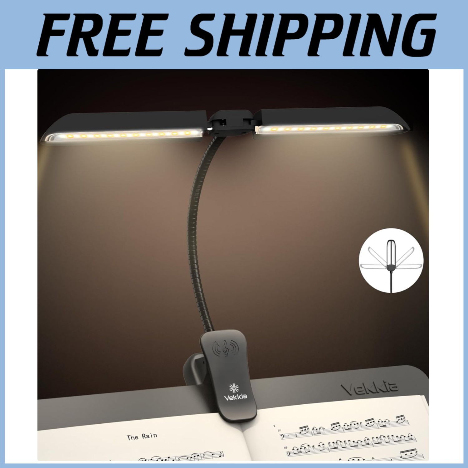 Professional Music Stand Light 5 Brightness×3 Color