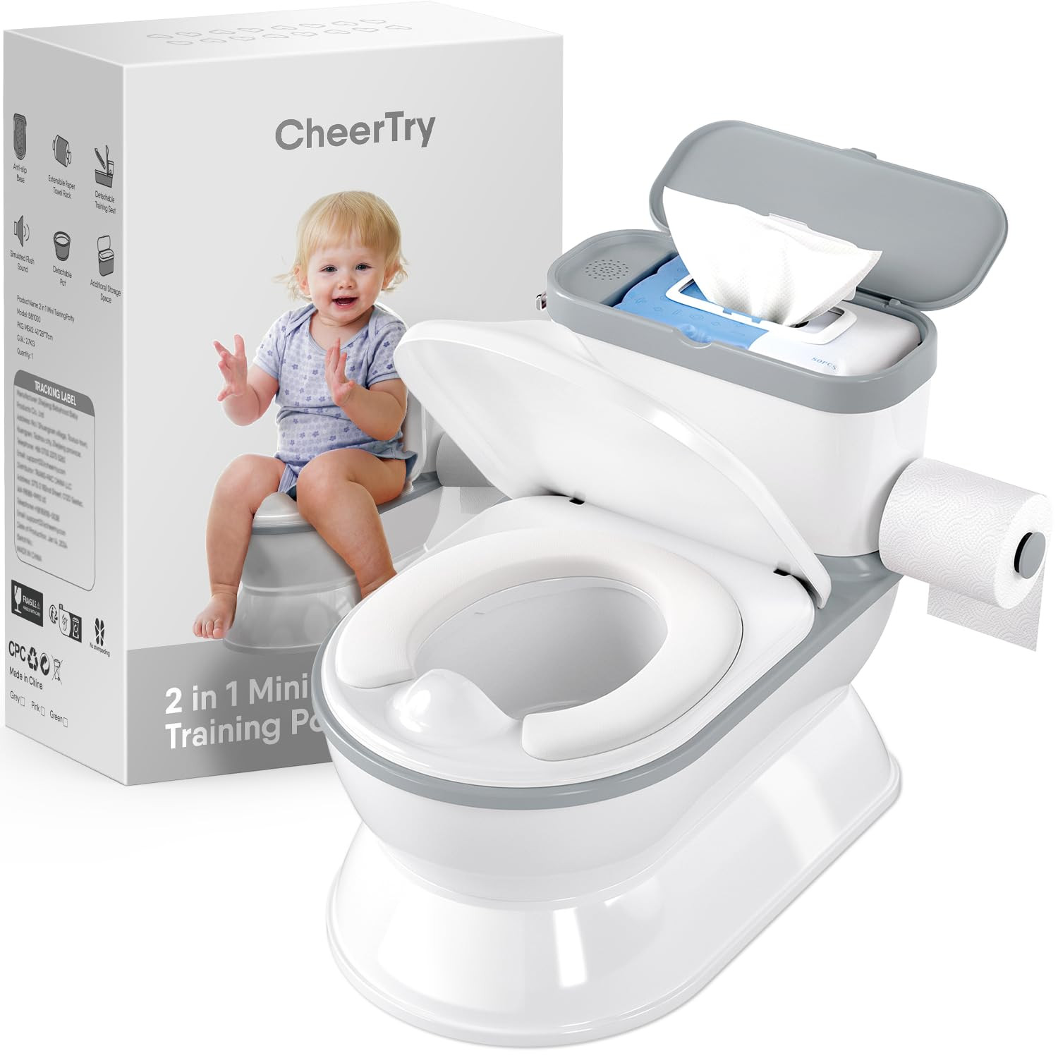 2-In-1 Toddler Potty Training Toilet - Larger Potty Chair & Detachable Training 