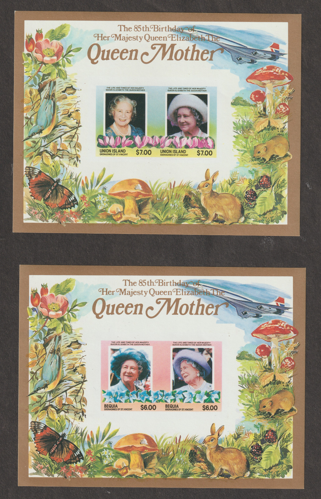 St-Vincent : Bequia & Union Island stamps QEII 85th Birthday Souvenir Sheet