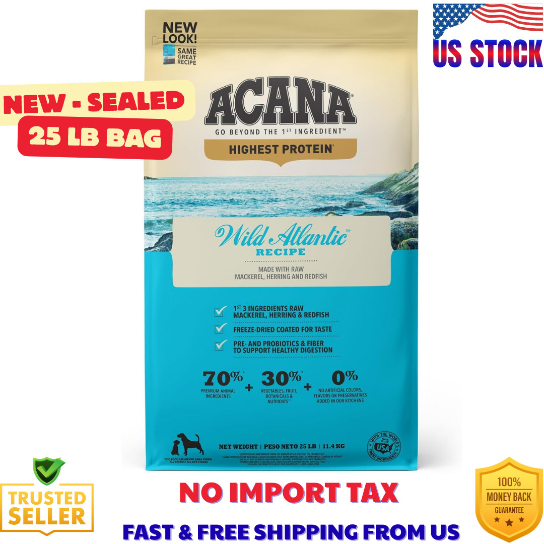 ACANA Highest Protein Grain Free Dry Dog Food Wild Atlantic Recipe 25lb Bag