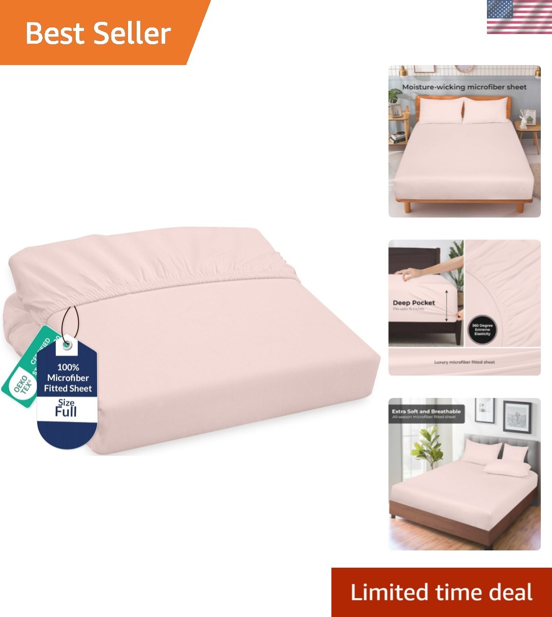 Fitted Sheet Full - Ultra Soft 1800 Brushed Microfiber - Hotel Luxury Bottom ...