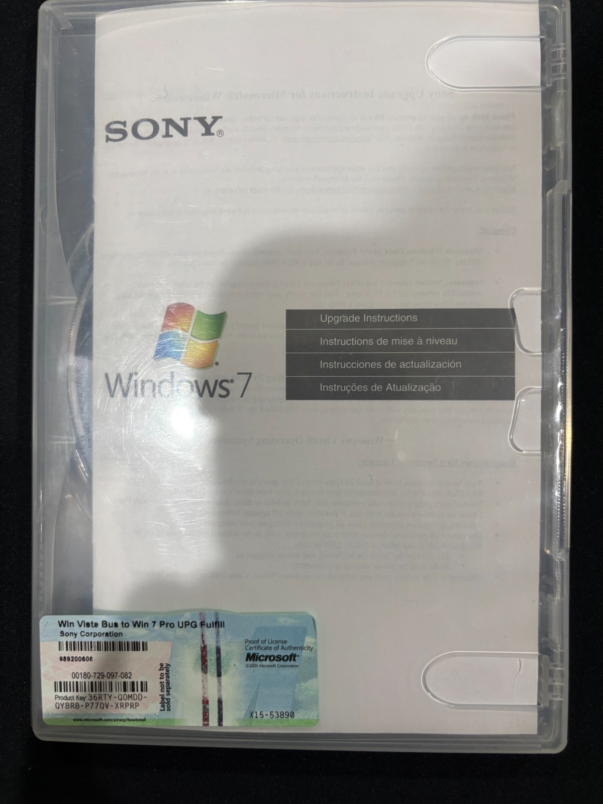 Sony Vaio Windows Vista Home to Windows 7 Home Premium Upgrade Disc DVD