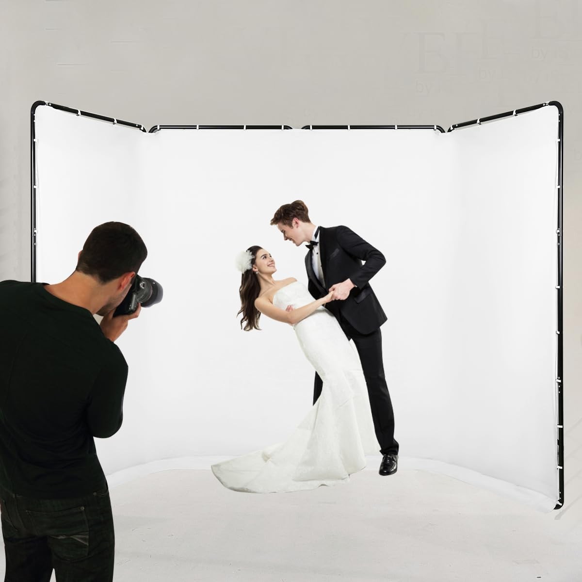 7.87ft x 13.12ft White Screen Backdrop with Stand, Portable Large Wrinkle-Res...
