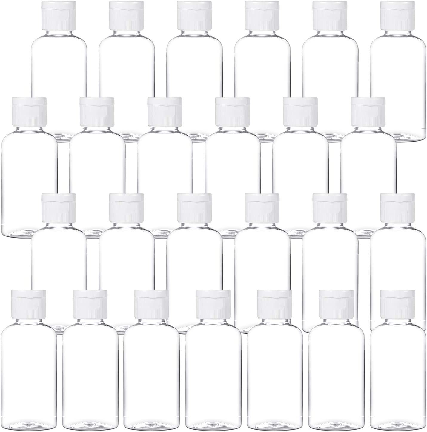 25 Pack 1.7oz/50ml Plastic Empty Bottles Clear Travel Containers Travel Size Bot