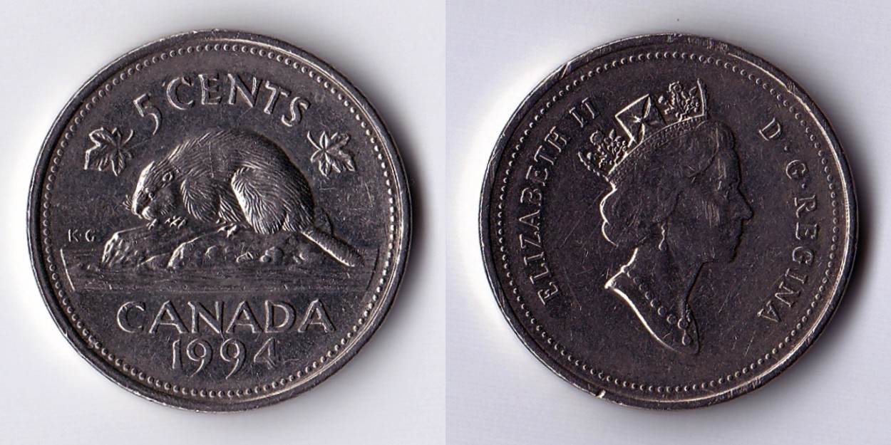 CANADA 1994 BEAVER NICKEL, 5¢ COIN, CIRCULATED, CANADIAN SELLER