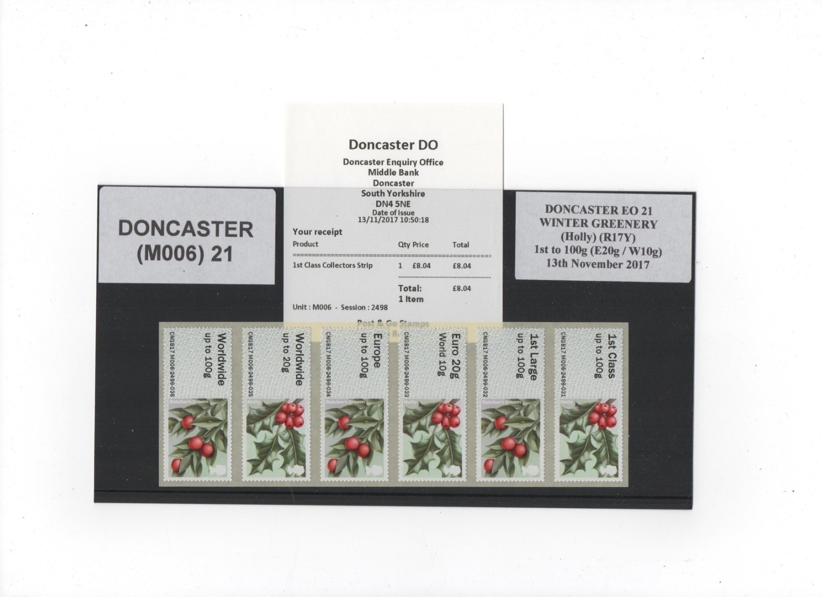POST GO DONCASTER EO/DO M006 WINTER GREENERY R17YAL HOLLY COL STRIP 6 to 100g/DV