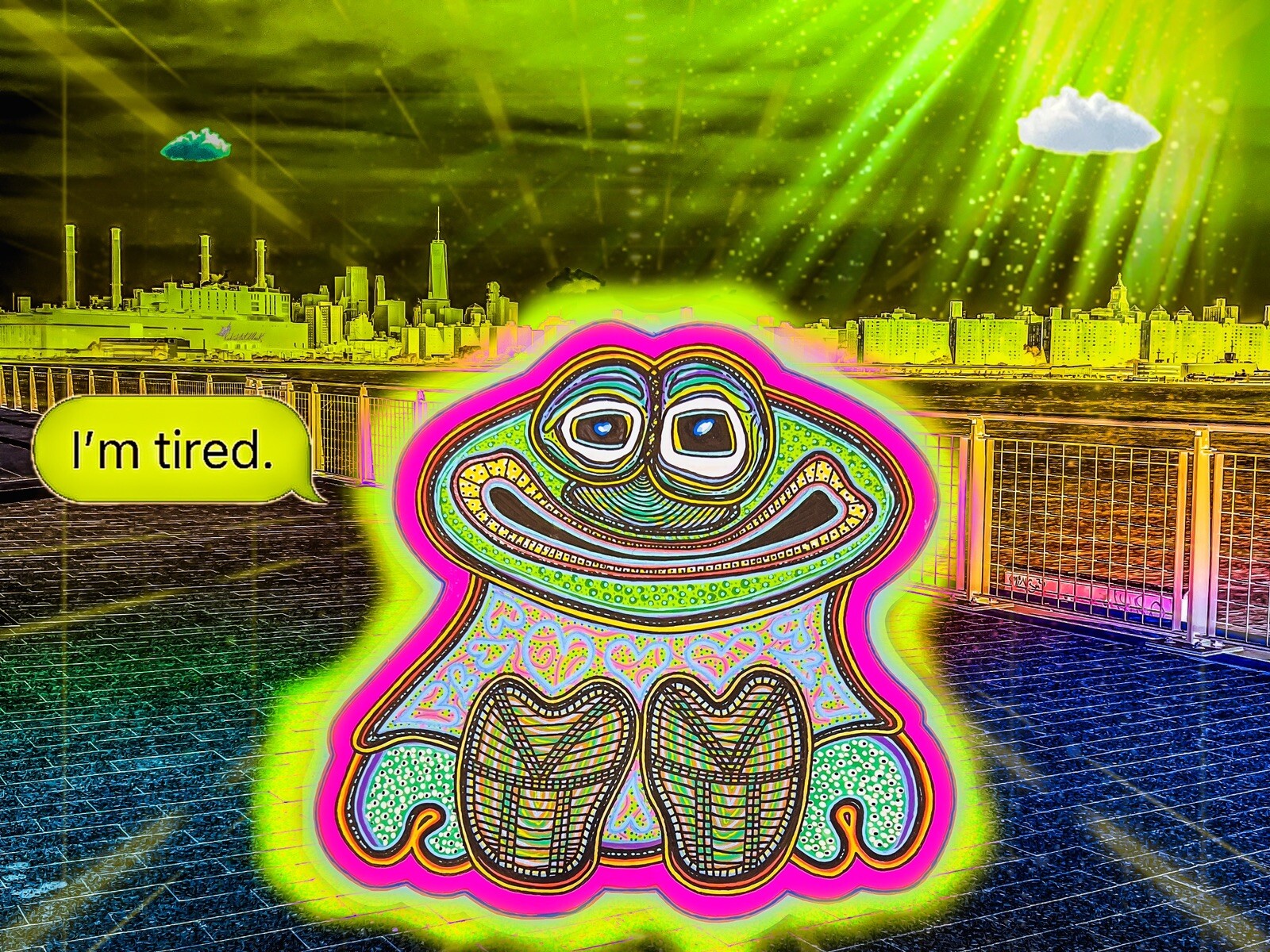 RAW HEADs #184 Frawg Tired 1of1 Digital Street Art Brut by RabidArtWork