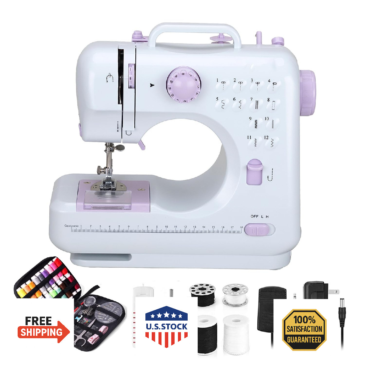 Portable Sewing Machine for Beginners - 12 Built-in Stitches, Accessory Kit
