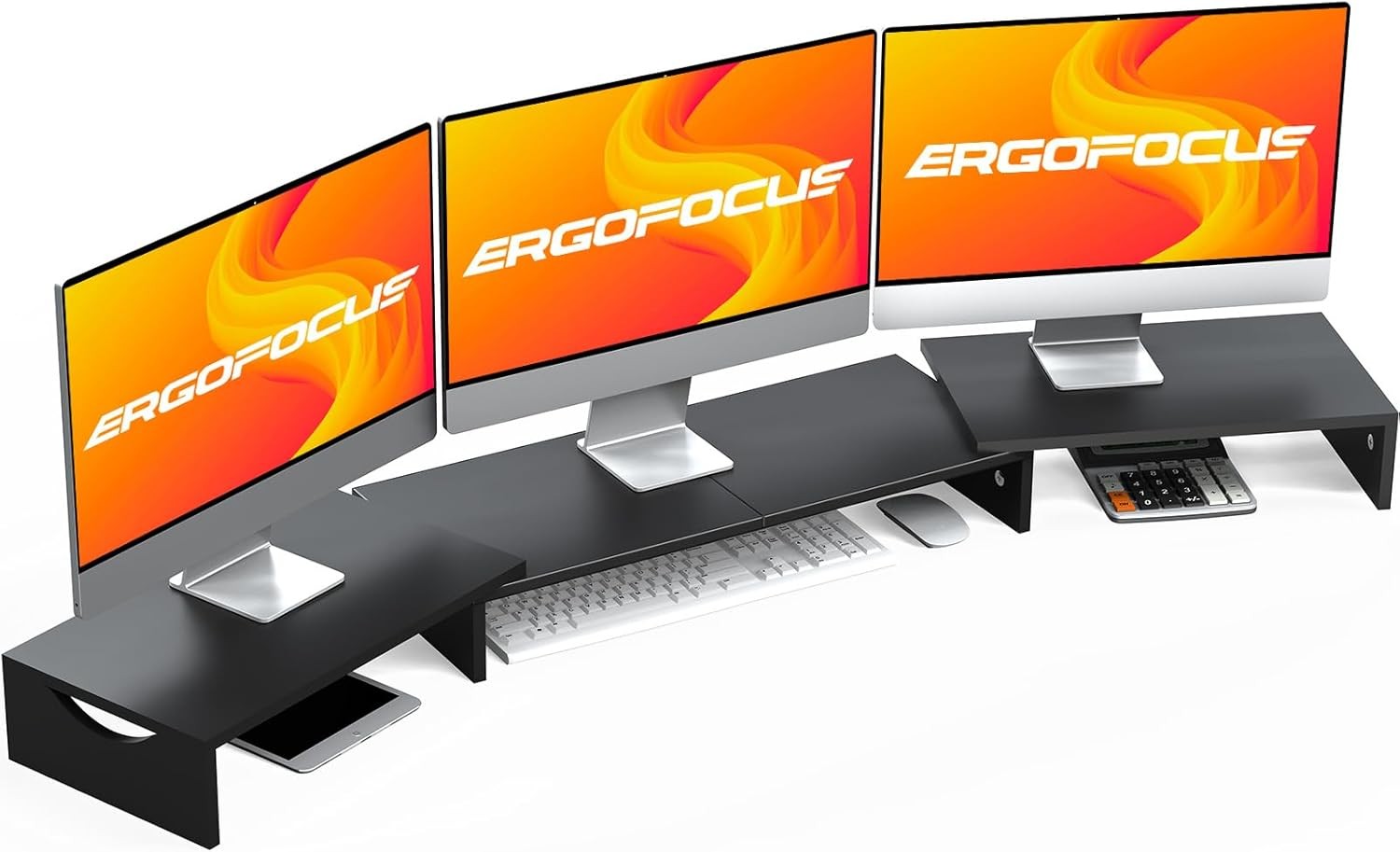 Triple Monitor Stand Riser, Extra Long Monitor Riser for 1~2~3 Monitors, Dual Mo