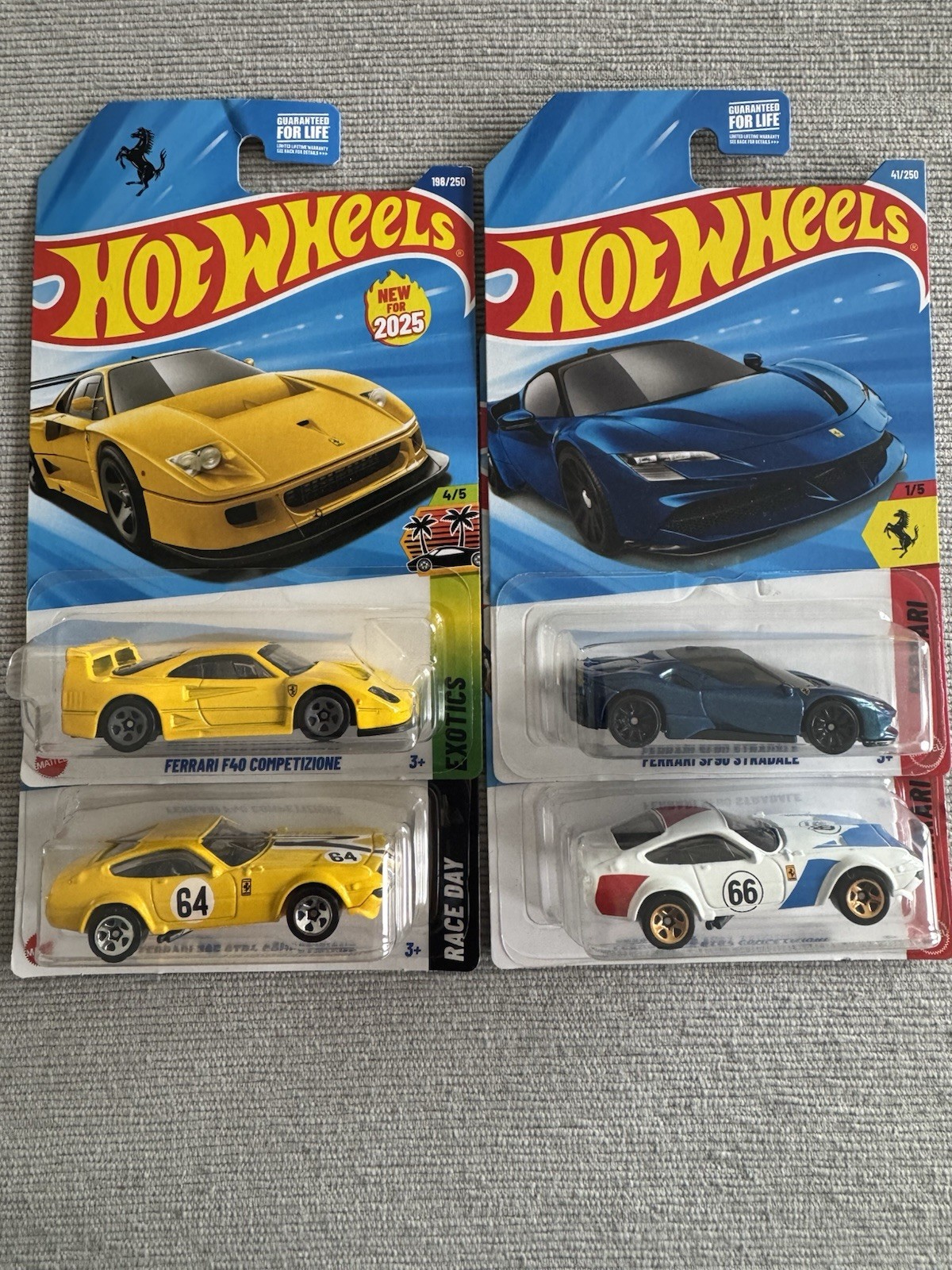 Hot Wheels 2025 Ferrari F40 & Ferrari 365 GTB4 SF90 Stradale Lot of 4 Ferrari HW