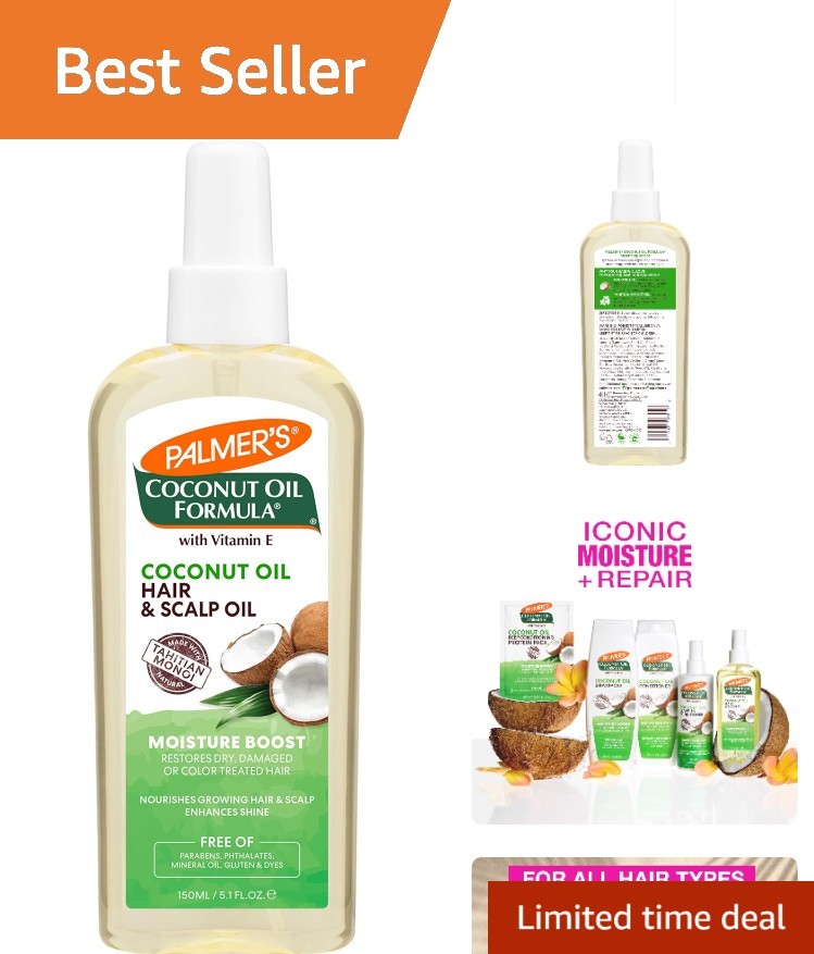 Moisturizing Coconut Oil Spray - 5.1 Oz for Healthy Hair & Soothing Scalp Relief