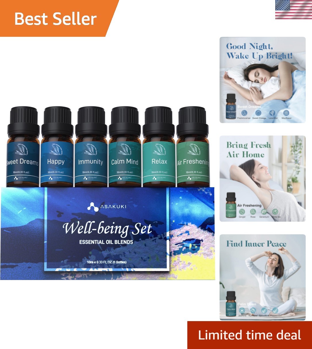 Essential Oils, Essential Oil Set for Diffusers for Home, Well-Being Kit- Cal...