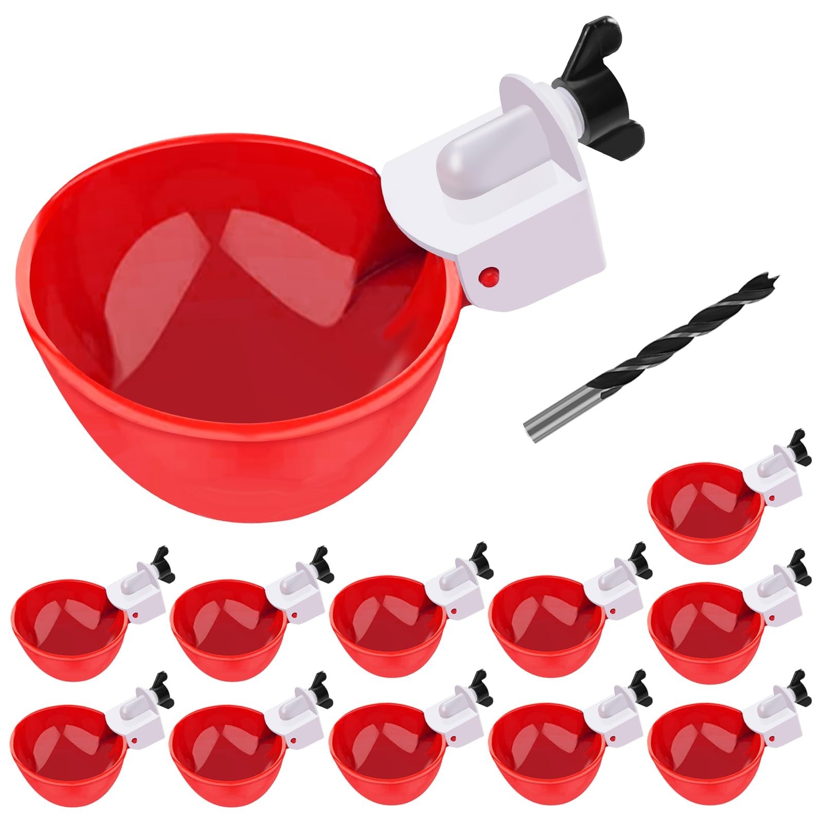 Chicken Waterer Cups, 12 Packs Red Large Chicken Watering Cups, Automatic Chi...