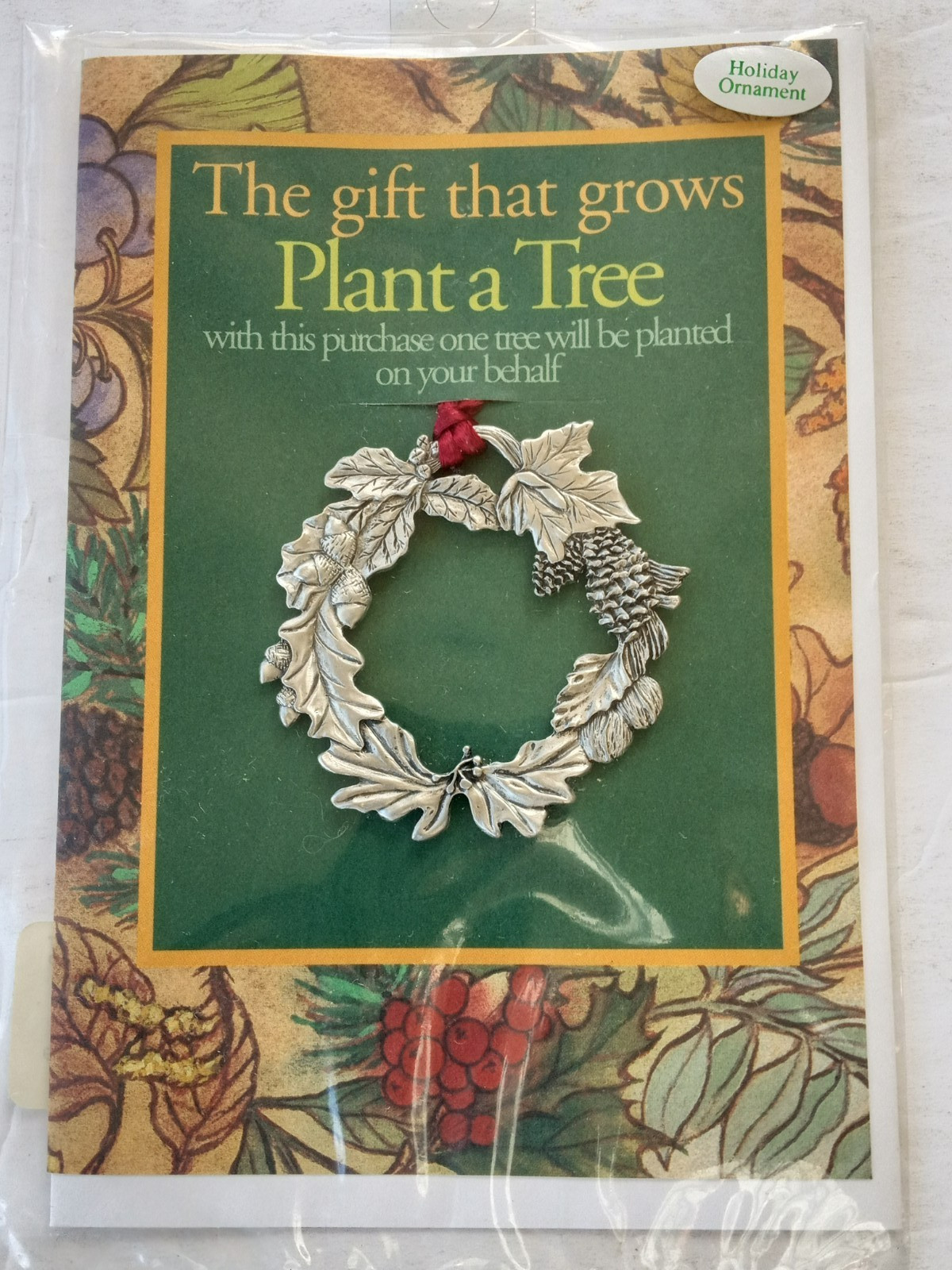 SEAGULL PEWTER Christmas WREATH Ornament PLANT A TREE Nos