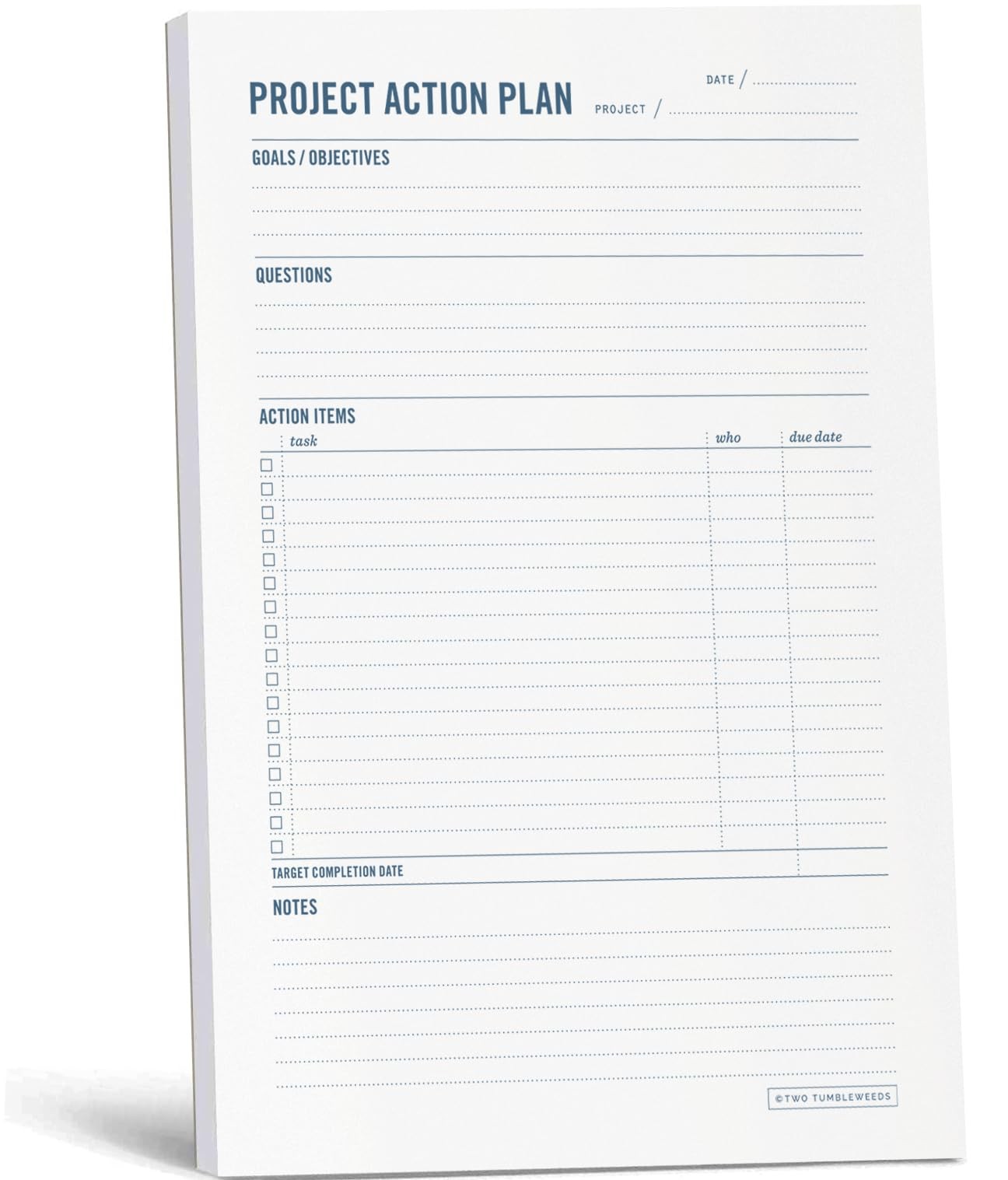 Project Planner Notepad - 7 x 10” Planning Pad 7 inches X 10 inches, white 