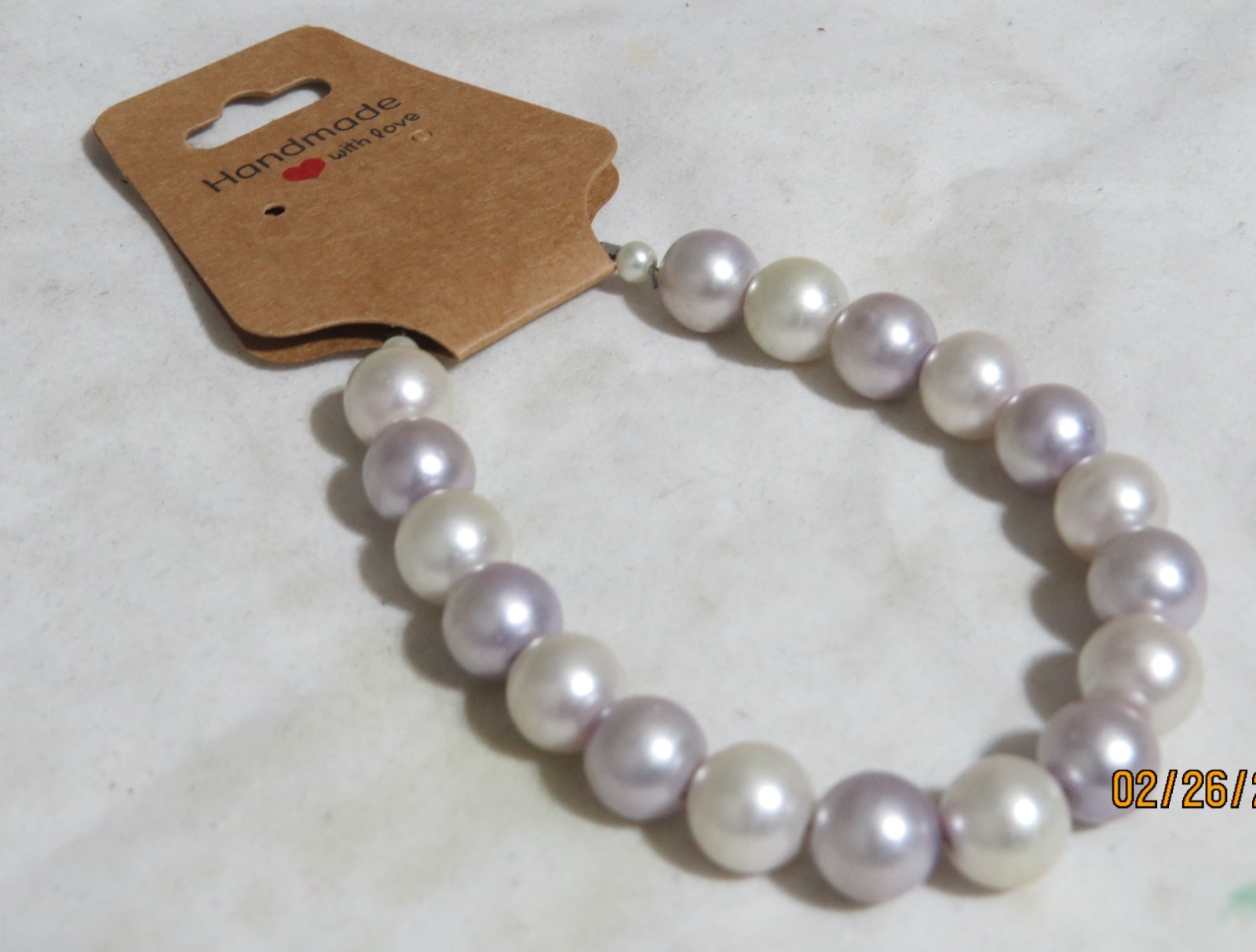 Handmade Pink & Purple Glass Pearl Bracelet