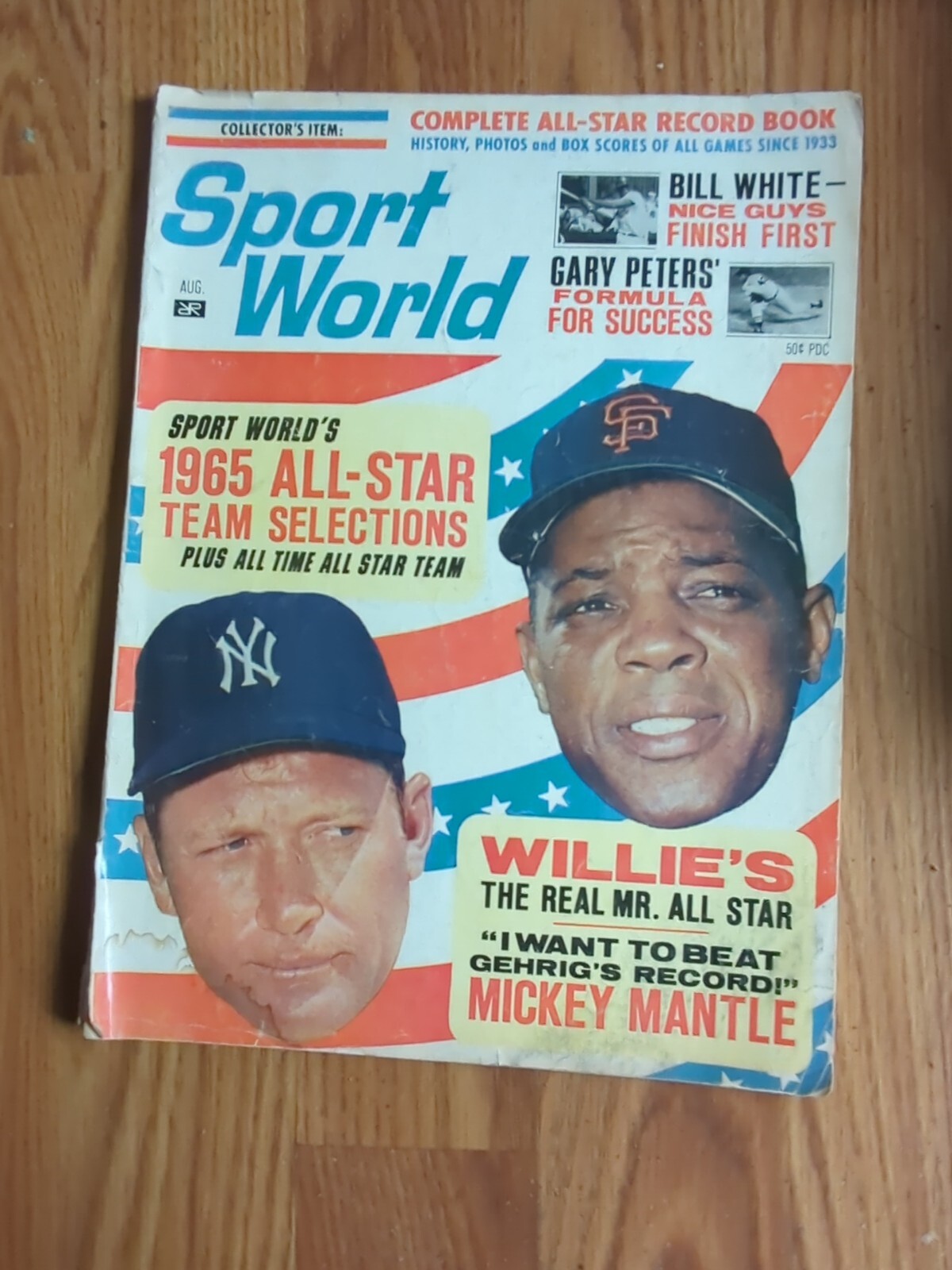 1965 Sport World NEW YORK Yankees MICKEY MANTLE San Francisco GIANTS Willie MAYS