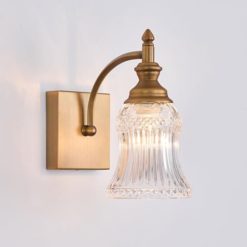 Bathroom Light Fixture Vanity Lighting Bathroom Wall Scone for 1 Light Brass