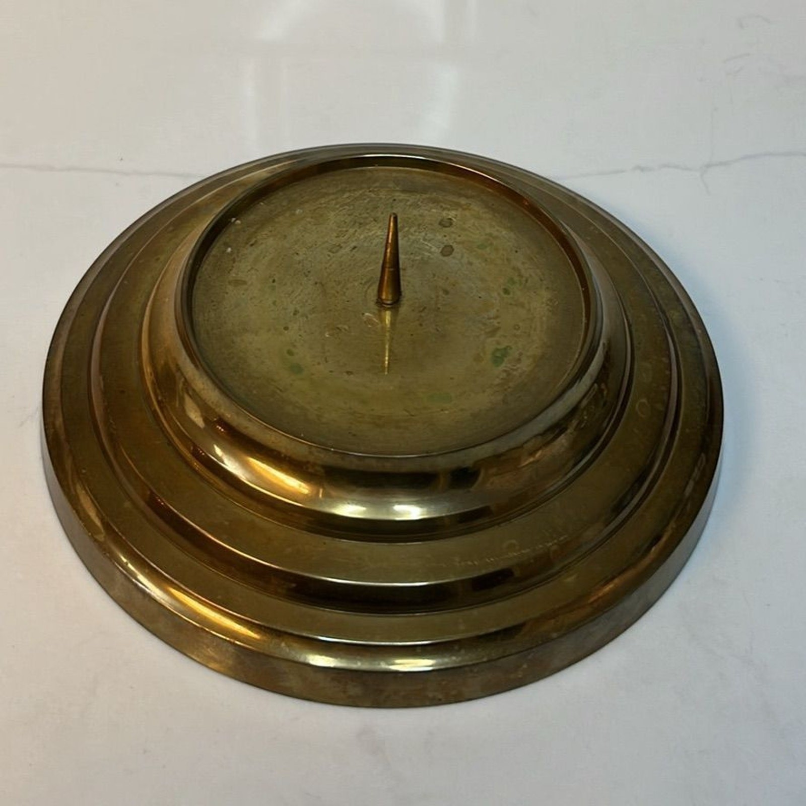 Vintage Solid Brass Candle Holder Chamberstick Commodore India
