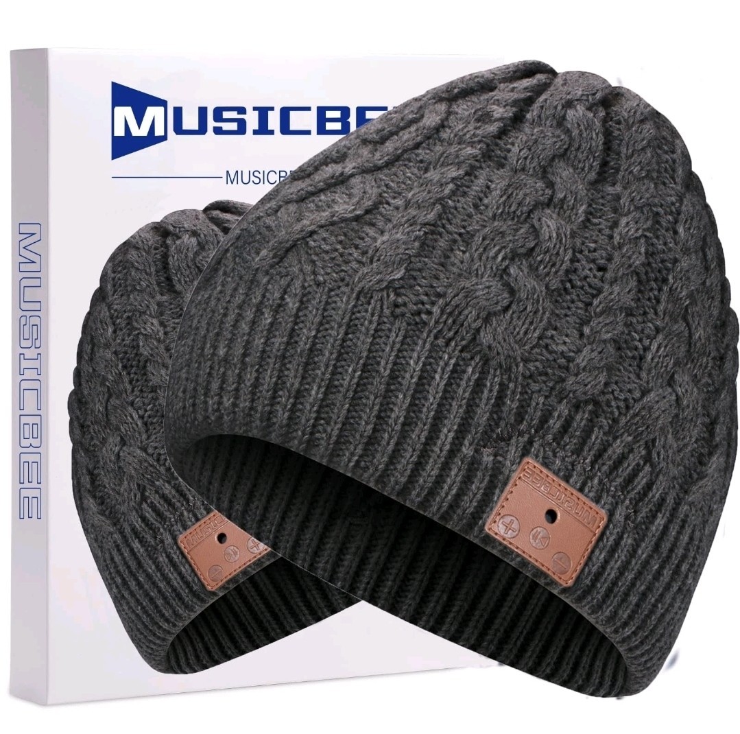 MUSICBEE Bluetooth BeanieBluetooth V5.2 24 Hour Play time, Built-in Microphone