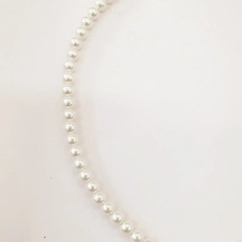 Silver Tag Pearl Necklace 6mm Silver Color 43+5cm