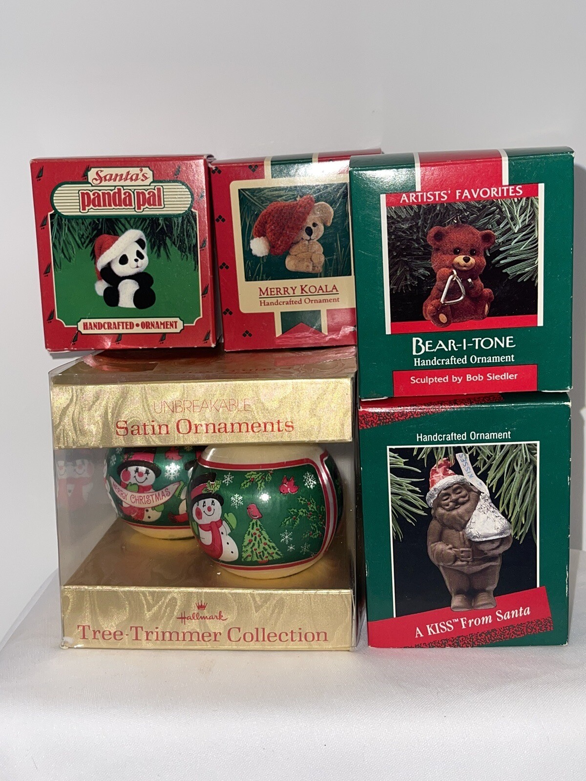 Vintage Hallmark Ornaments 1980’s Lot Of 6 HTF Common Panda Koala