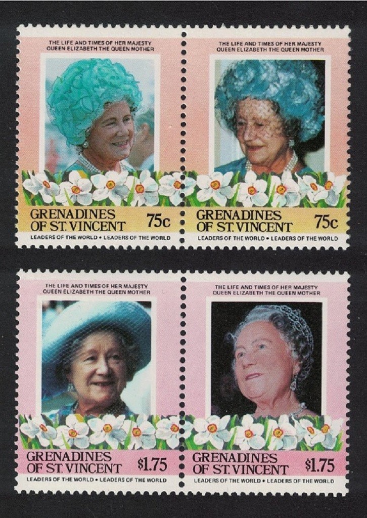 St. Vincent Gren Life and Times of the Queen Mother 4v 1985 MNH SG#405=410
