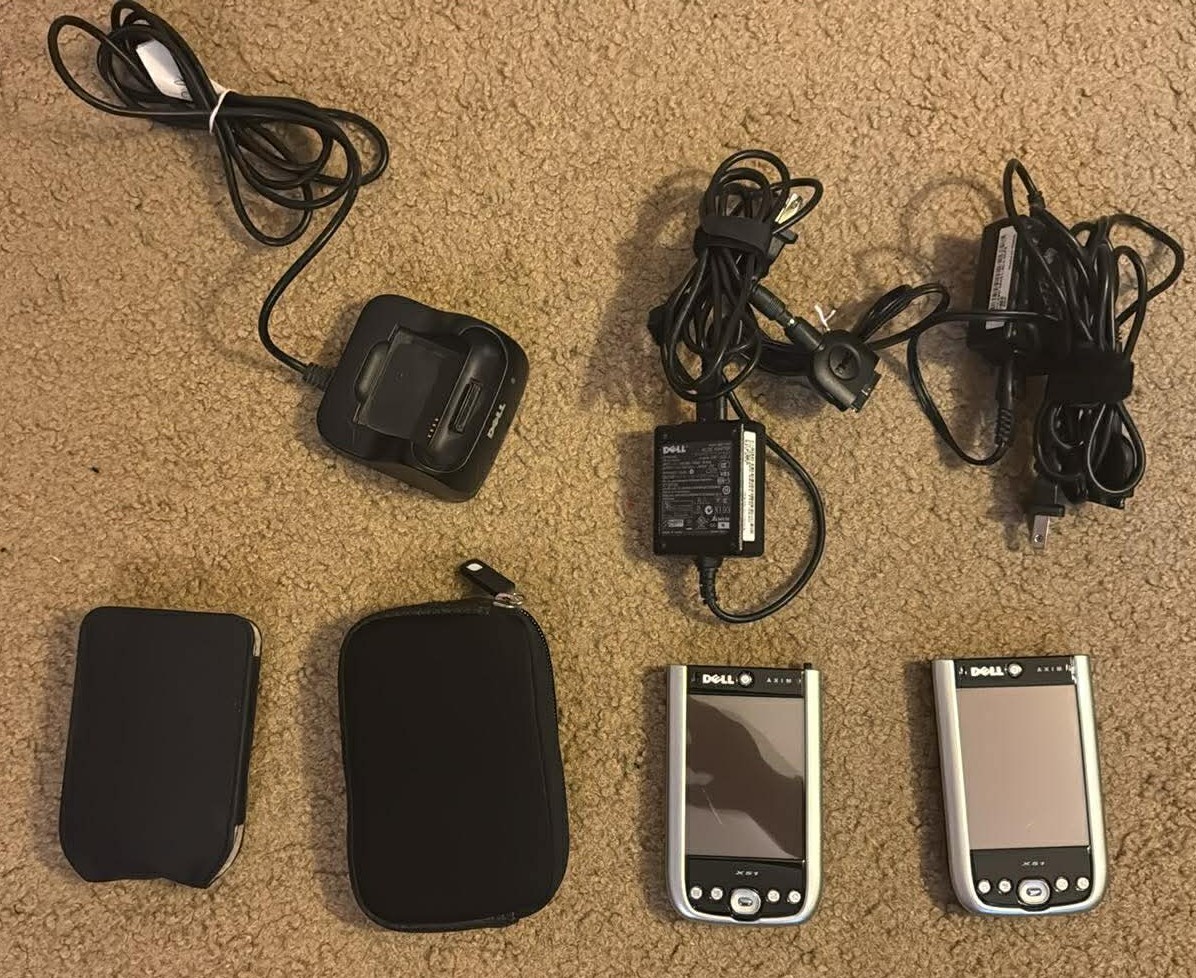 Lot 2 Dell Axim X51 PDA Windows Pocket PC WiFi Bluetooth Stylus Dock UNTESTED