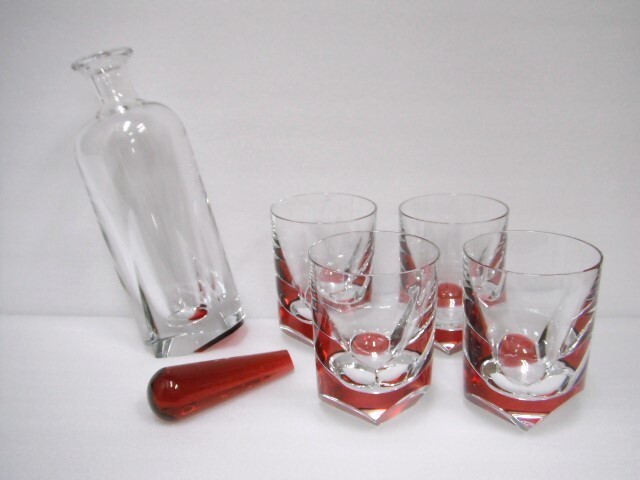 152/Unused Baccarat Projection Decanter & Tumbler Set of 5