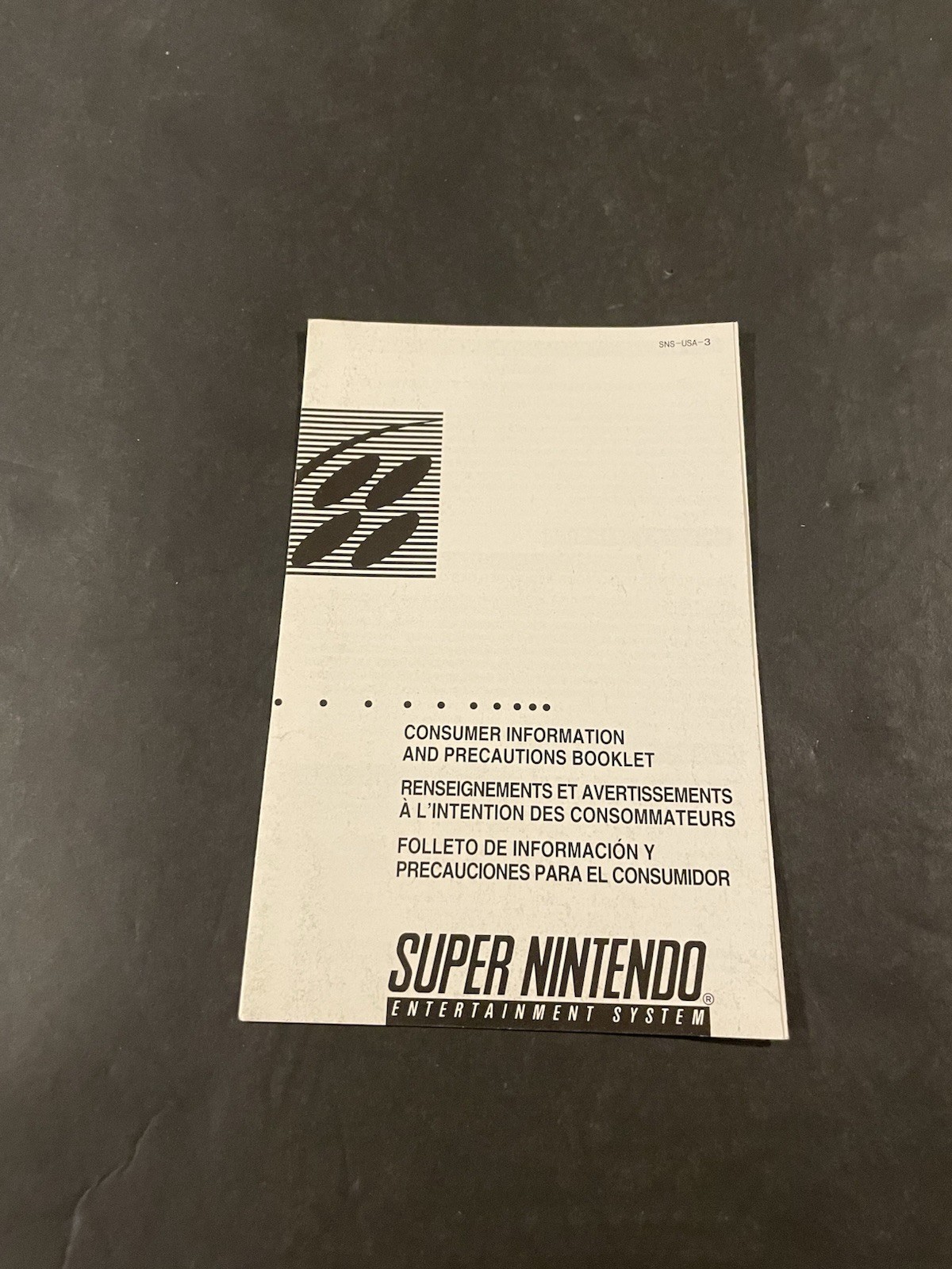 snes Super Nintendo Precaution Insert