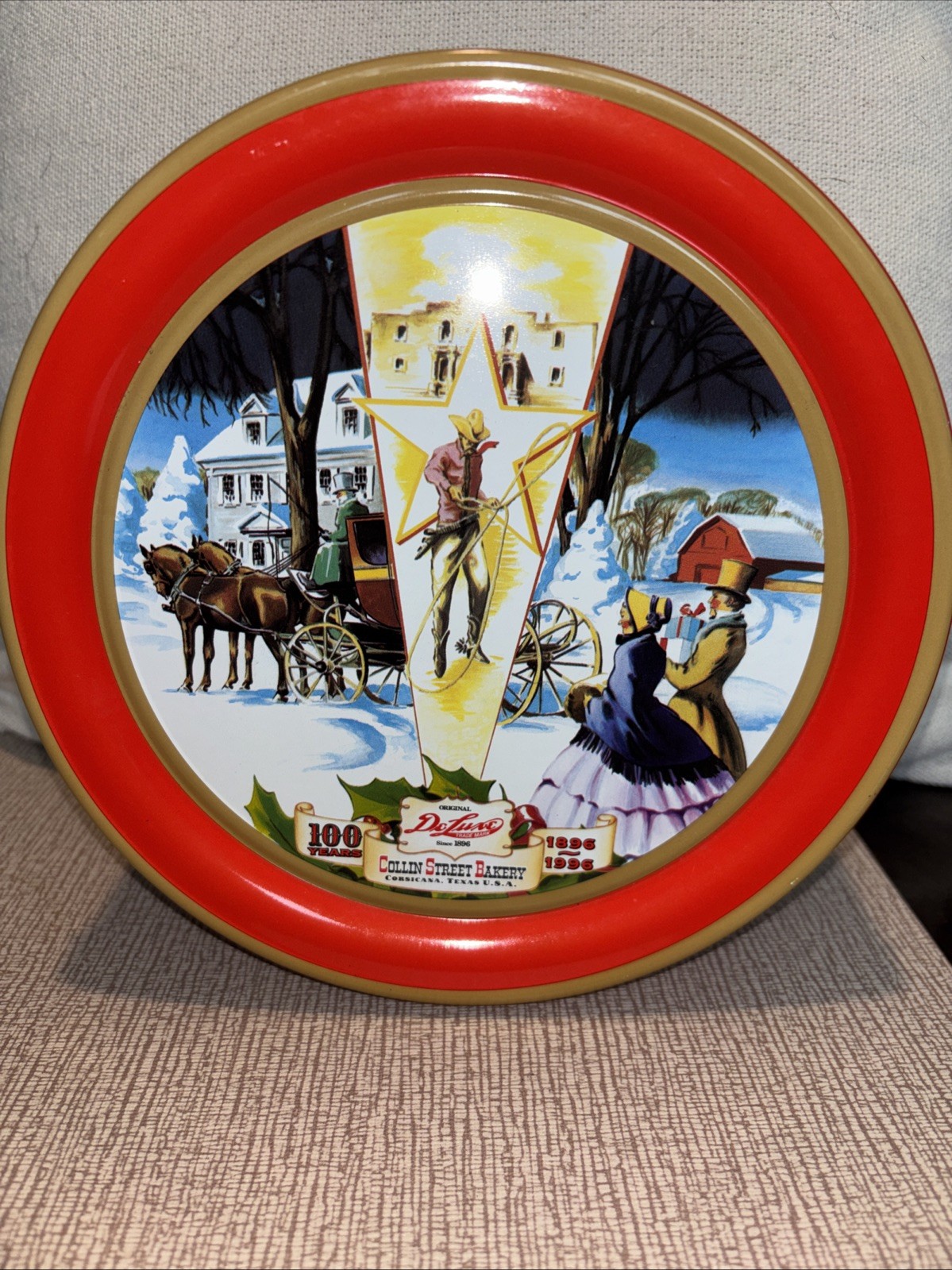 100th Anniversary Collin Street Bakery Fruitcake Tin Empty 1996 Corsicana Texas