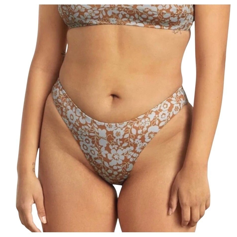 NWT Everlane Swim Bikini Bottoms Nyle Thigh High Pearl Floral XL