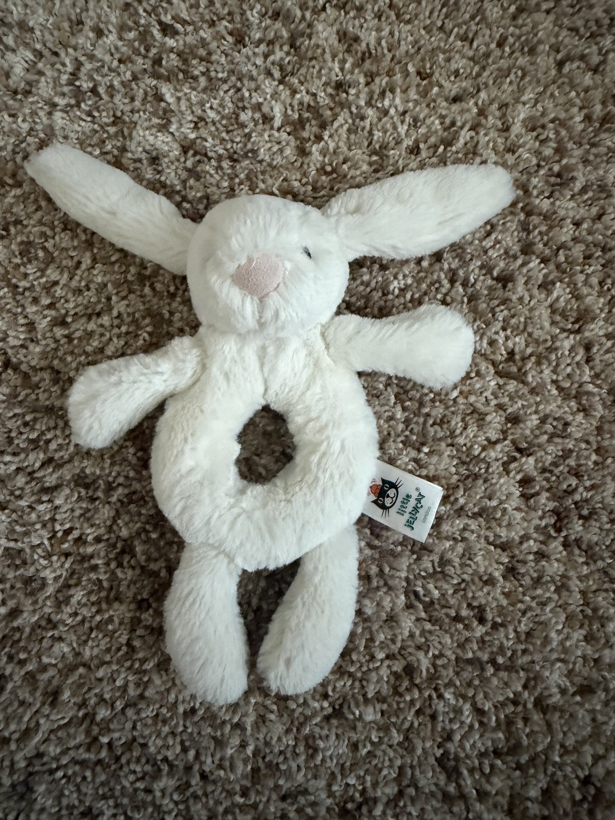 Little Jellycat Bashful Bunny Plush Rattle Ring Baby Soft Toy Stuffed Animal