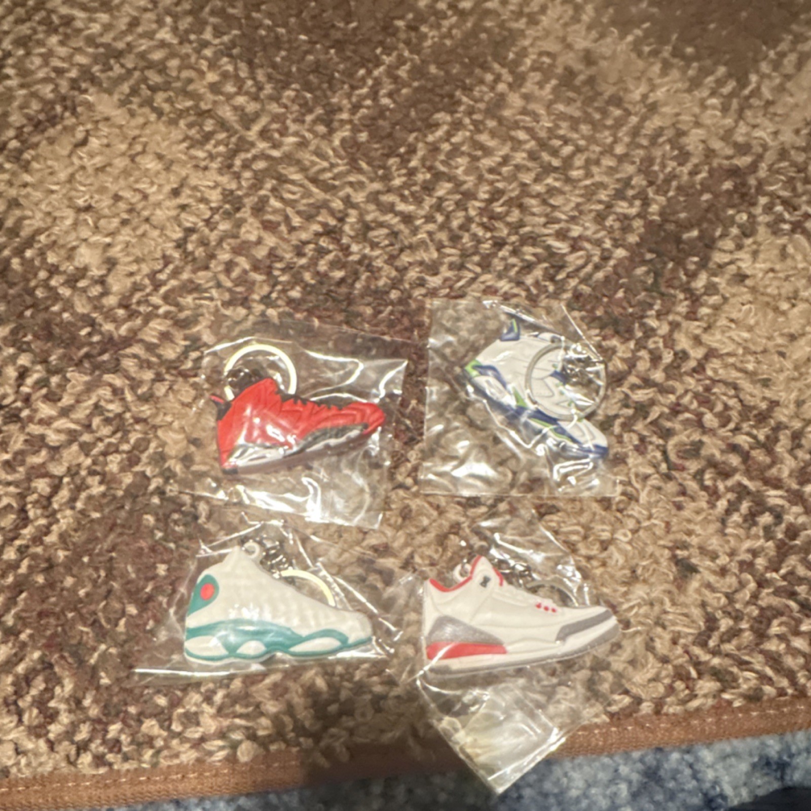 Sneaker-Shaped Keychains Lot of 4 Sports Theme Plastic Multi-Color Collectible