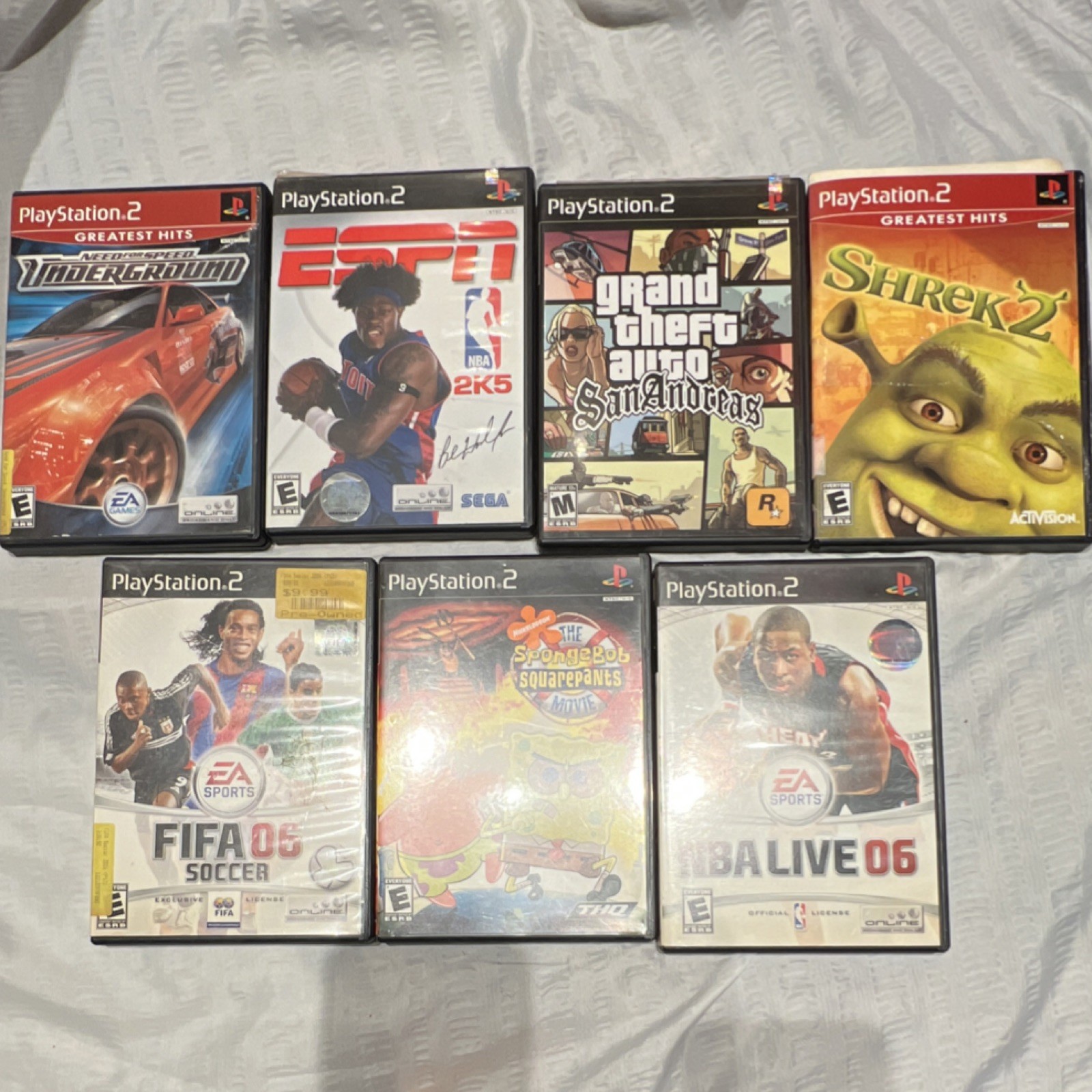 EA Sports, Rockstar, SEGA Xbox & PS2 Game Lot - Sports, Racing, Action, Shrek