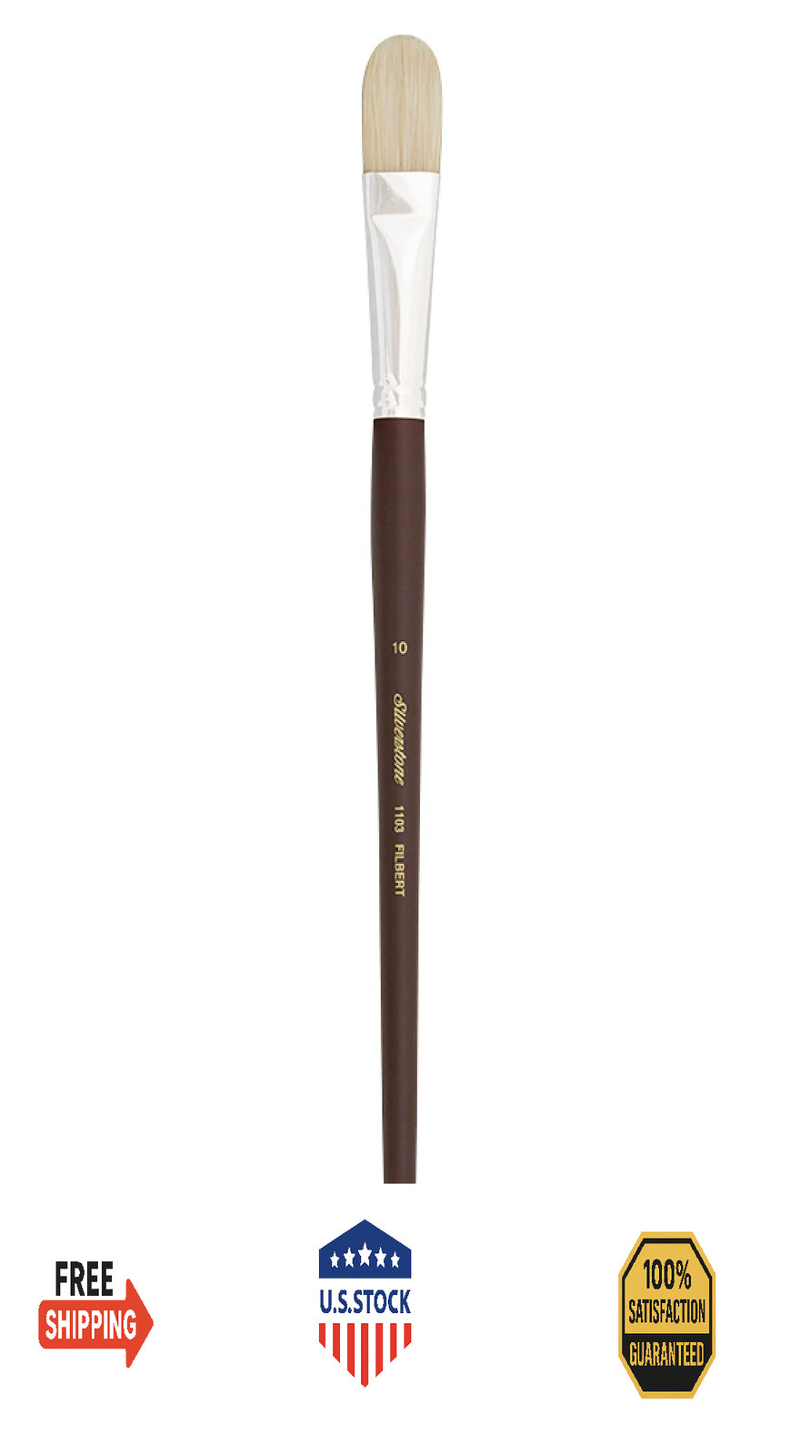 Silver Brush Limited 1103 Silverstone Filbert Oil Painting Brush, Size 10, Long