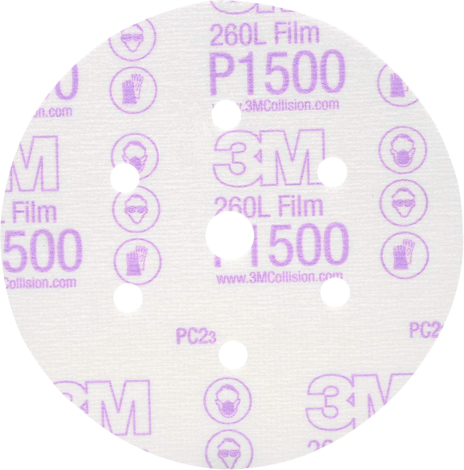 3M 1050 Hookit Coated Hook & Loop Disc - 6 in Dia Aluminum Oxide P1500 Grit - 01