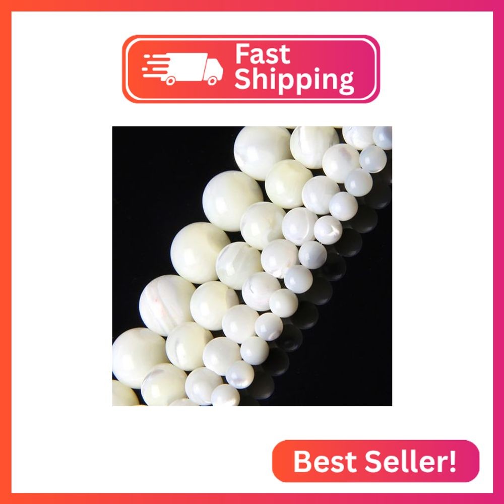 HAAMIIQII 90pcs 4mm Natural White Mother of Pearl Shell Beads Round Loose Gemsto
