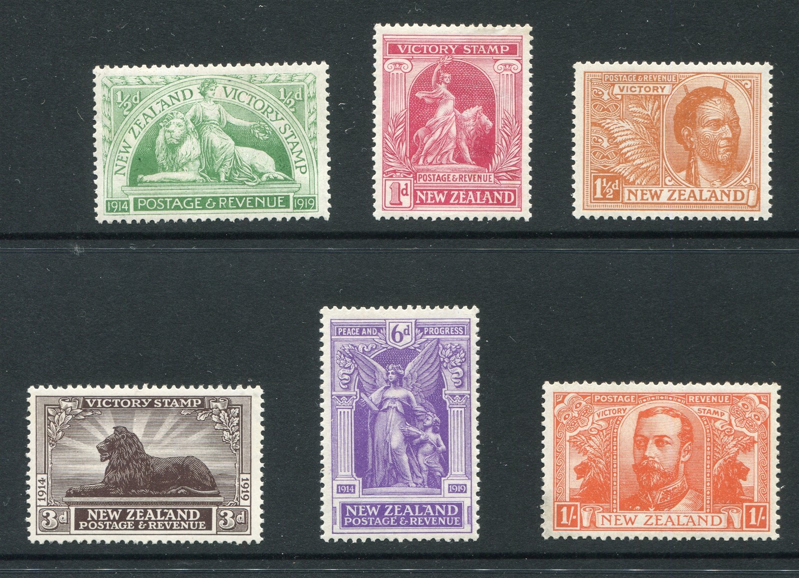 New Zealand #165-170 Victory Stamps Complete Set [Mint Lightly Hinged]