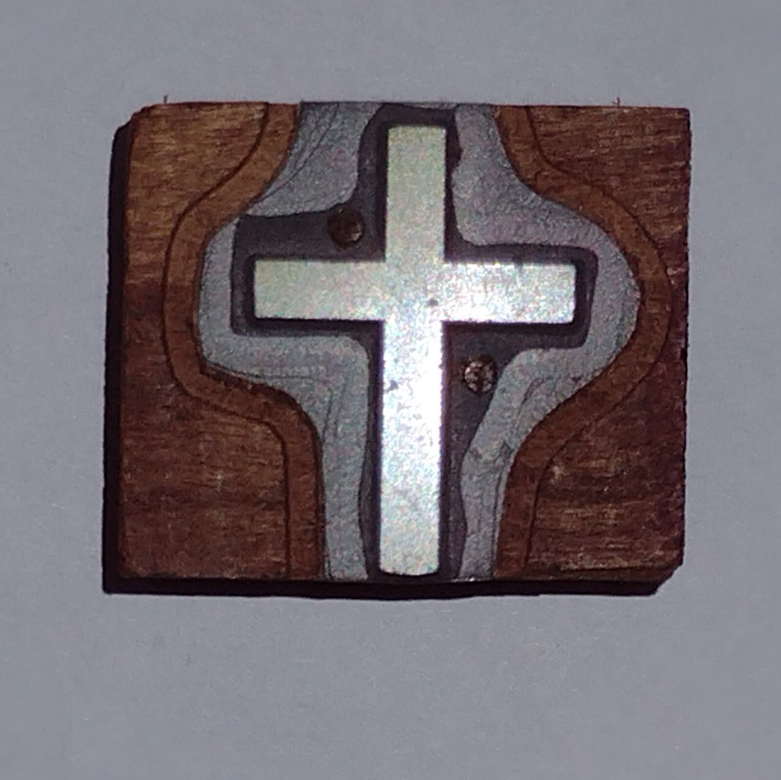 Cross Religious Printers Letterpress Block Vintage Religion 