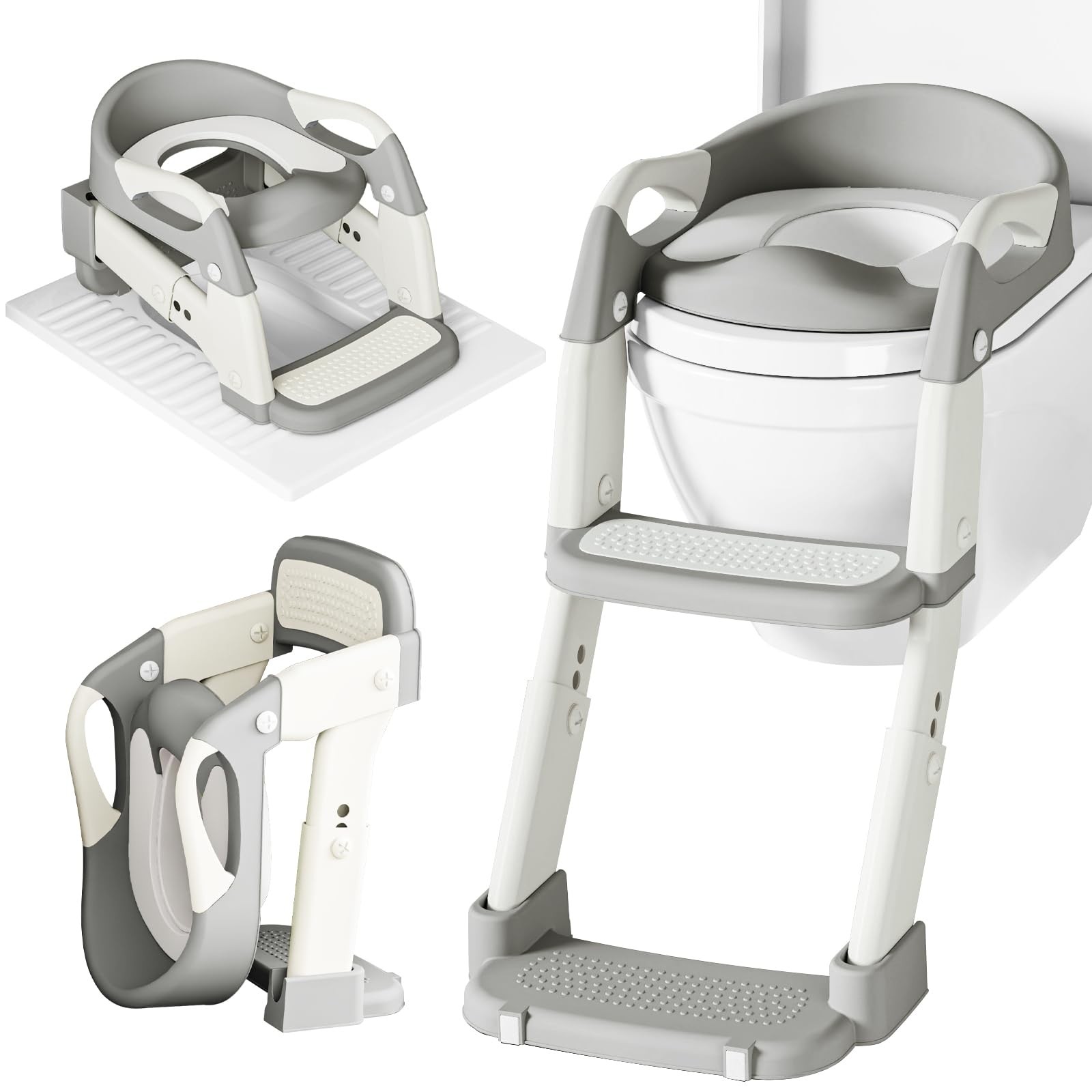 3In1 Potty Training Seat With Ladder Adjustable Toddler Toilet Step Grey