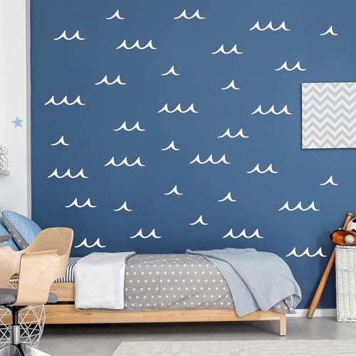 - Soft Blue Sea Ripple Stickers, Wavy Lines & Gentle Ocean Wave Wall Decals