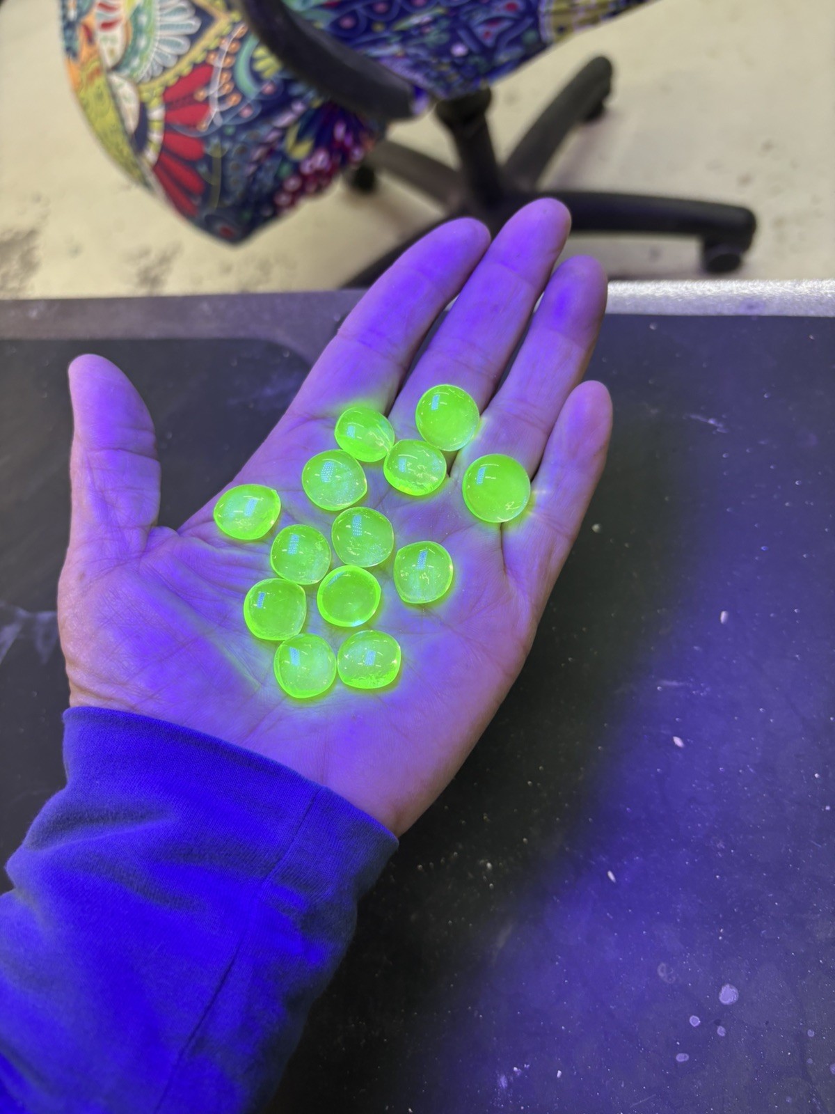 Lot of 13 Vaseline Uranium Glass Gem Marbles
