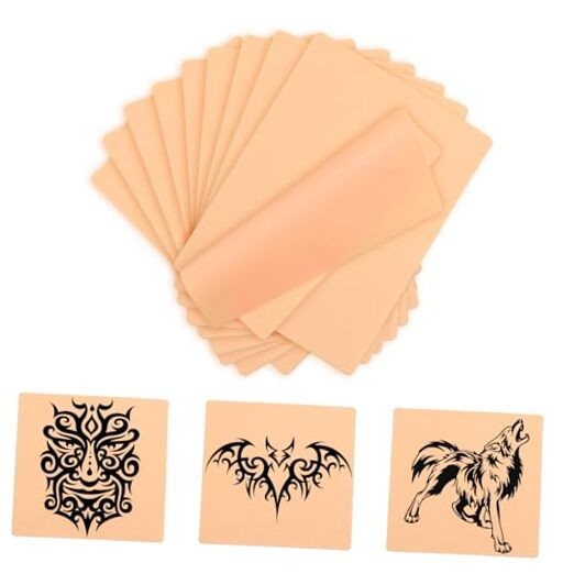 Blank Tattoo Skin Practice, 10pcs 8x6 Inch Double Sided Fake Skin, Tattoo and 
