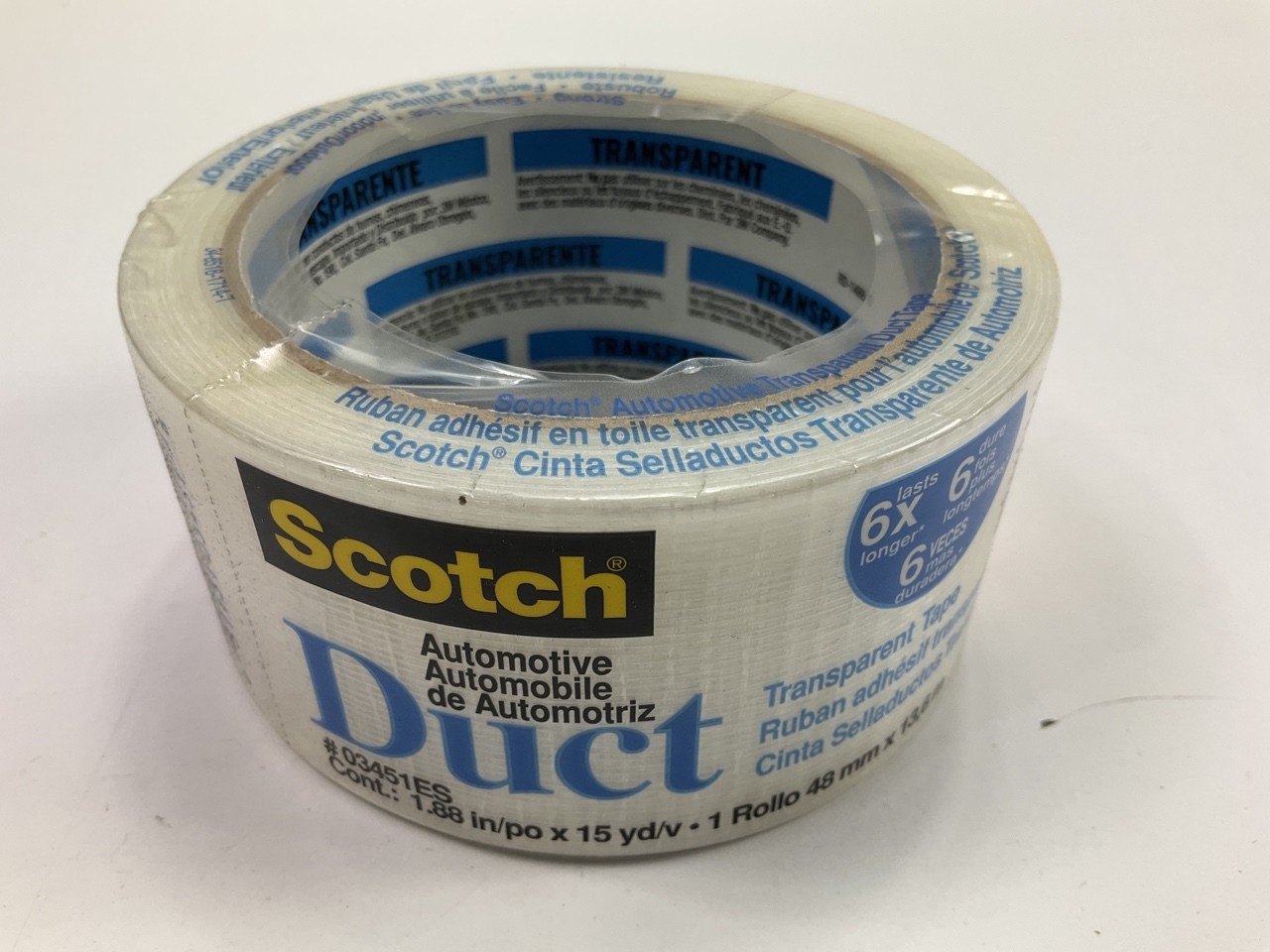 3M 03451ES Scotch Automotive Transparent Duct Tape, 1.88" X 15 Yards