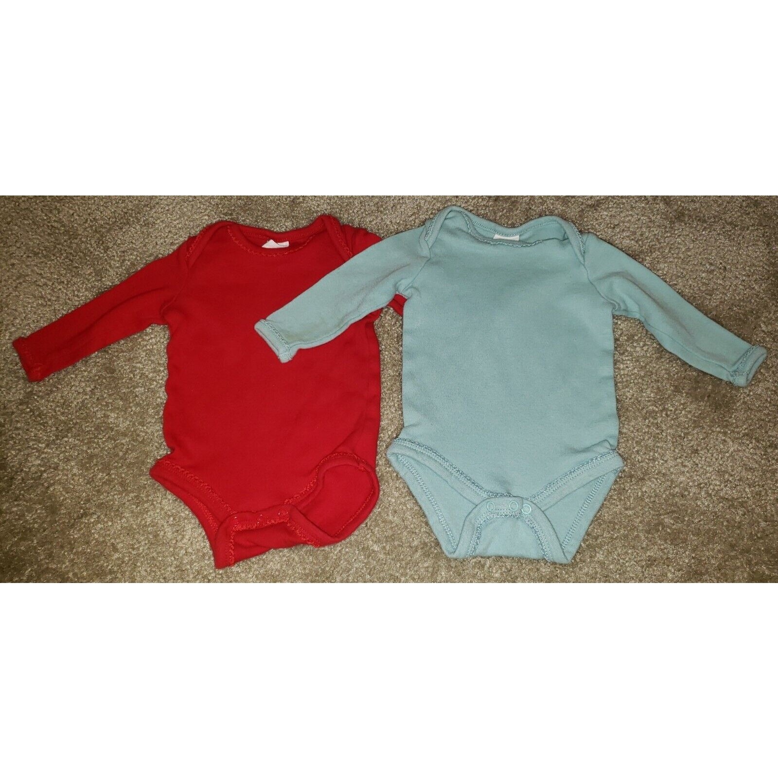Starting Out Baby Long Sleeve Bodysuit Red & Baby Blue 2-Pc Set Size 6M NEW NWTs