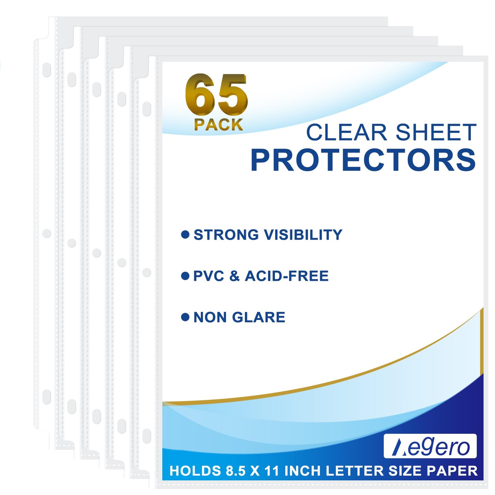 Aegero 65 Pack Clear Sheet Protectors, 8.5 x 11 inch Page 65 Pcs, 