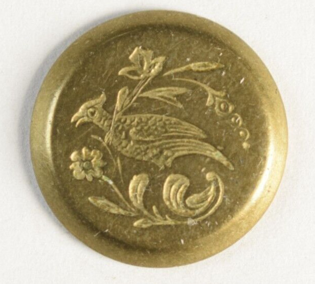 1820s-30s Pheasant Bird Fancy Golden Age 1 Piece Pan Shaped Button R181