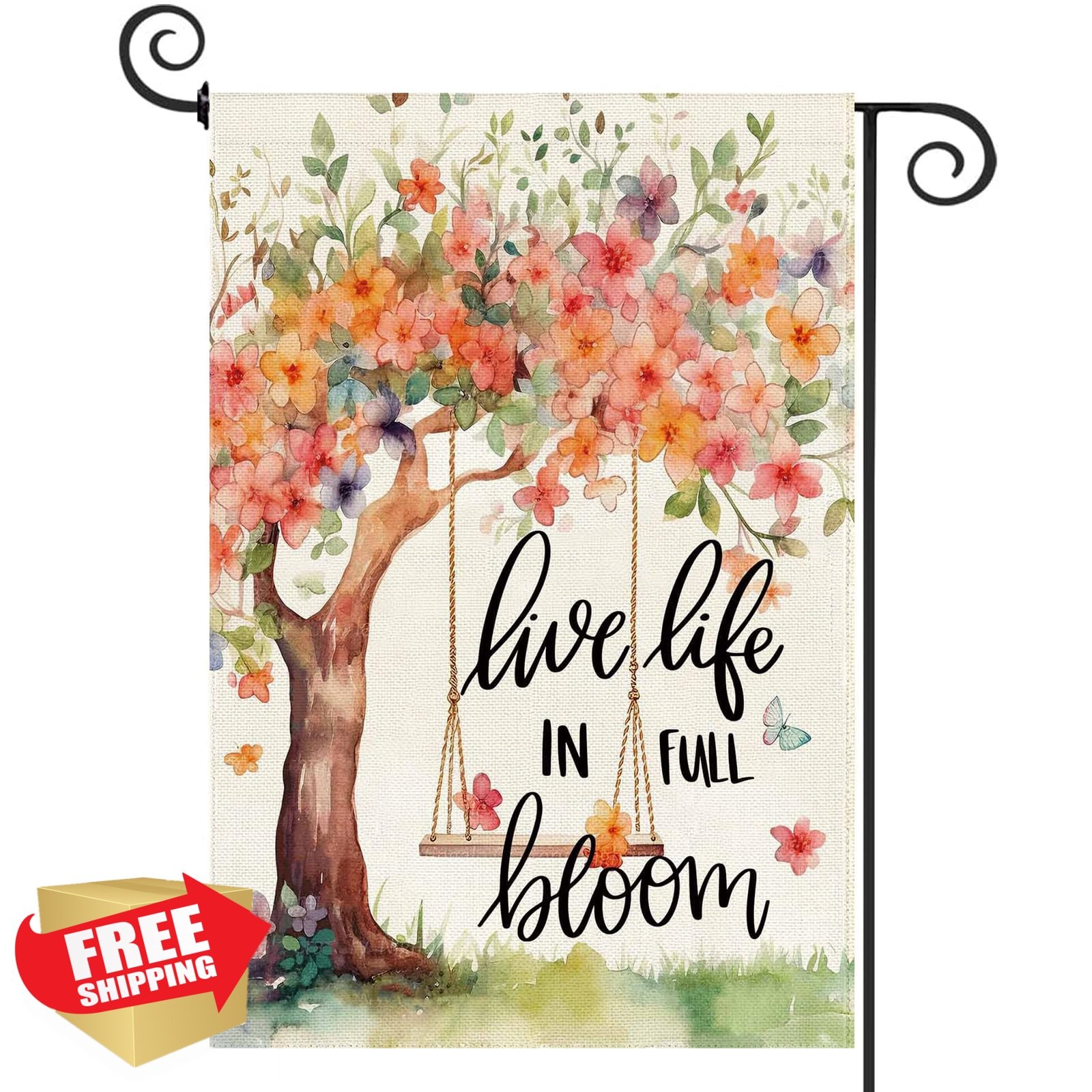 Baccessor Spring Garden Flag 12.5x18 Double Sided Burlap Outdoor