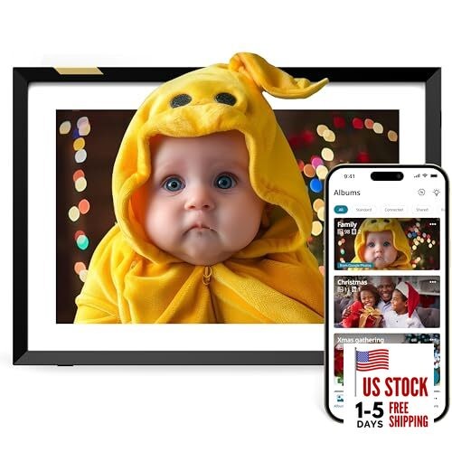  AI-Enhanced Digital Picture Frame | Stunning HD Touch 10 inch (Classic Black)